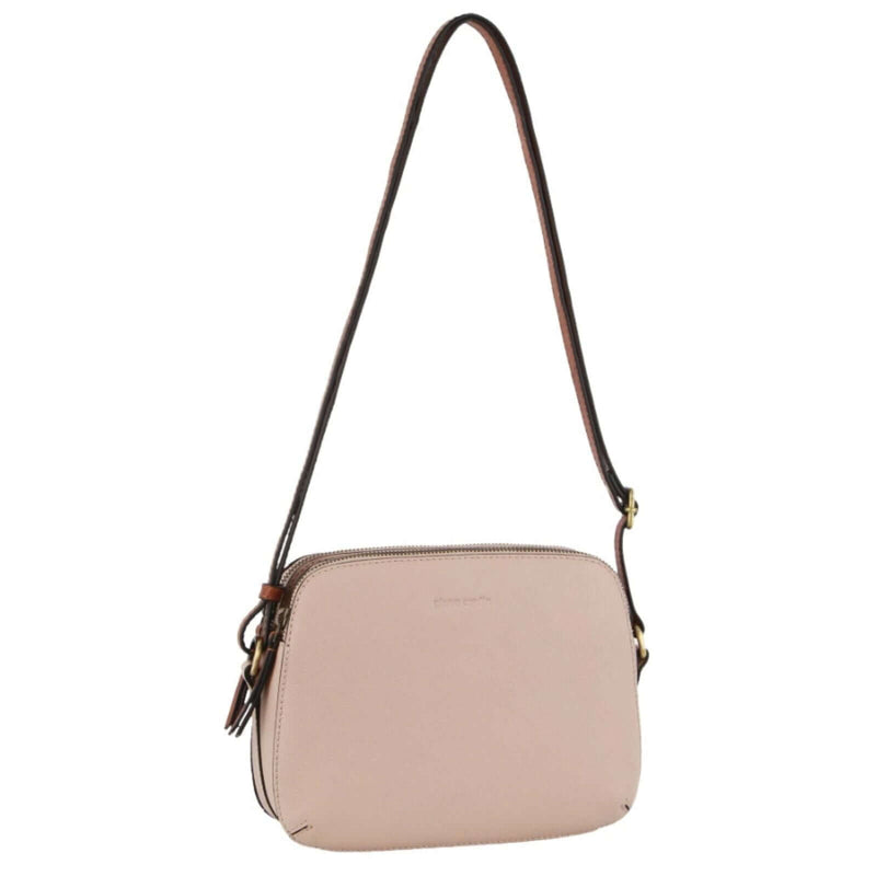 Load image into Gallery viewer, Pierre Cardin Leather Cross Body Bag Dual Zip Strap Shoulder Clutch in Nude-0
