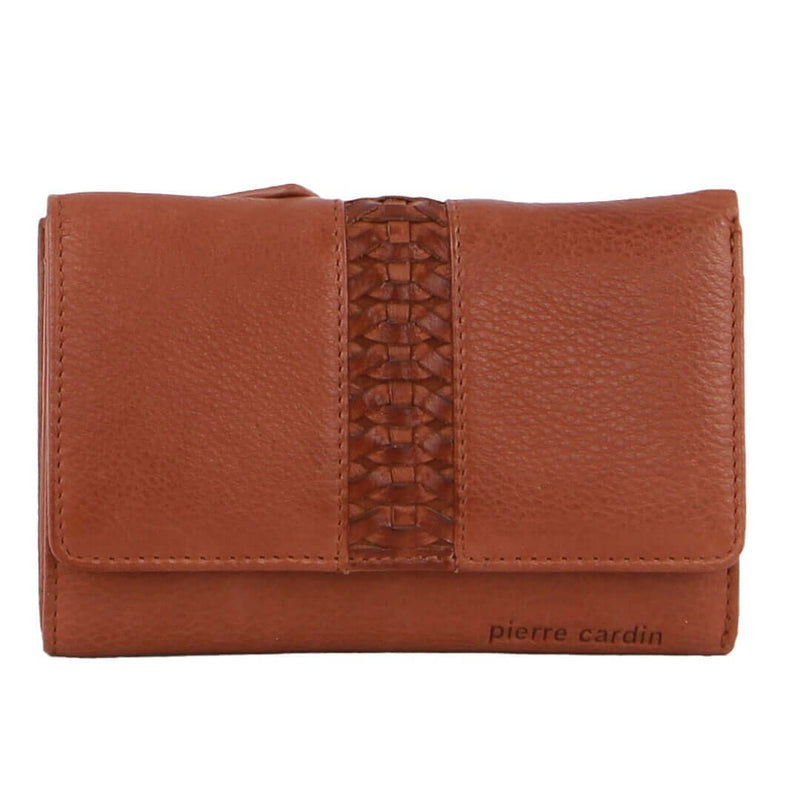 Load image into Gallery viewer, Pierre Cardin Leather Ladies Woven Design Tri-Fold Leather Wallet in Tan-2