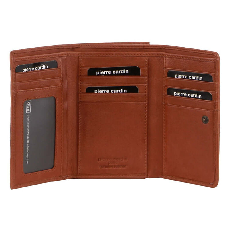 Load image into Gallery viewer, Pierre Cardin Leather Ladies Woven Design Tri-Fold Leather Wallet in Tan-0