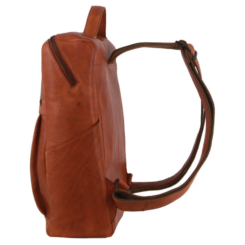 Load image into Gallery viewer, Pierre Cardin Italian Leather Unisex Backpack Bag w 15" Laptop Insert in Cognac-4