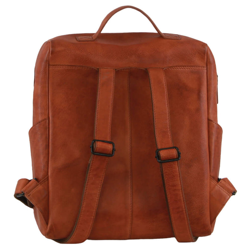 Load image into Gallery viewer, Pierre Cardin Italian Leather Unisex Backpack Bag w 15" Laptop Insert in Cognac-2