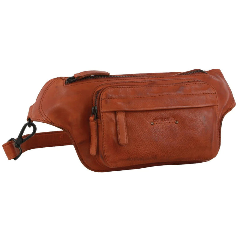 Load image into Gallery viewer, Pierre Cardin Mens Bum Bag Waist Pack Leather Travel Money Phone Pouch - Cognac-0