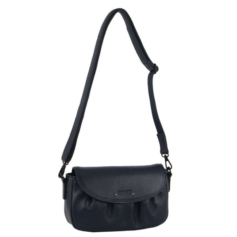 Load image into Gallery viewer, Pierre Cardin Leather Crossbody Bag Pleated Adjustable Detachable Strap - Navy-1