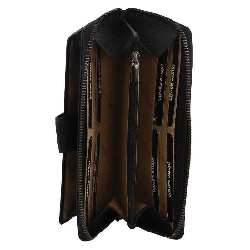 Load image into Gallery viewer, Pierre Cardin Womens Leather Zip Around Wallet RFID Blocking w/ Wristlet in Black-2