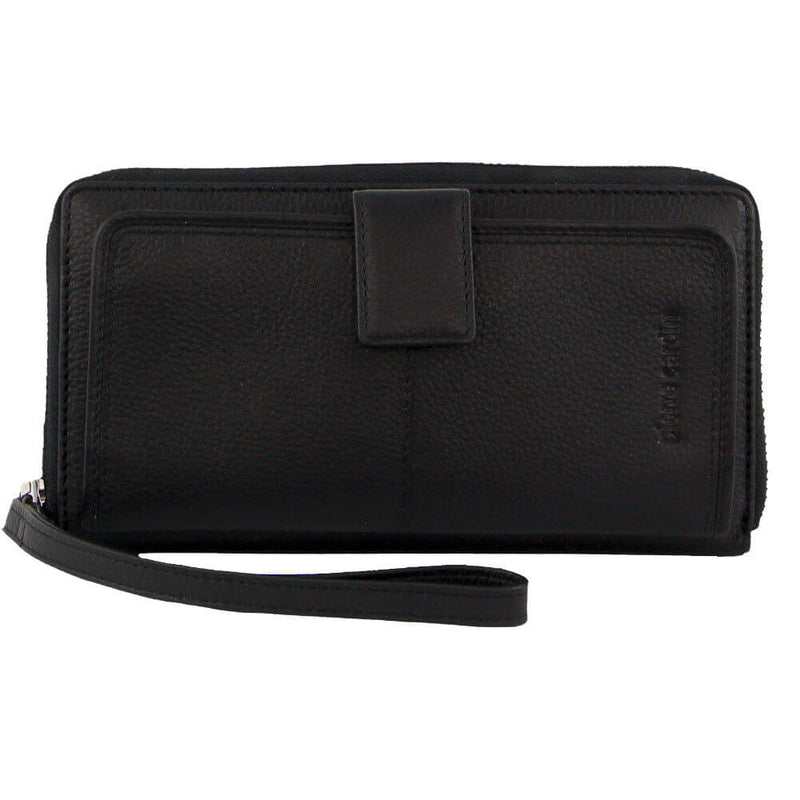 Load image into Gallery viewer, Pierre Cardin Womens Leather Zip Around Wallet RFID Blocking w/ Wristlet in Black-1
