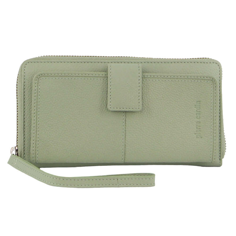 Load image into Gallery viewer, Pierre Cardin Womens Leather Zip Around Wallet RFID Blocking w/ Wristlet in Jade Green-1