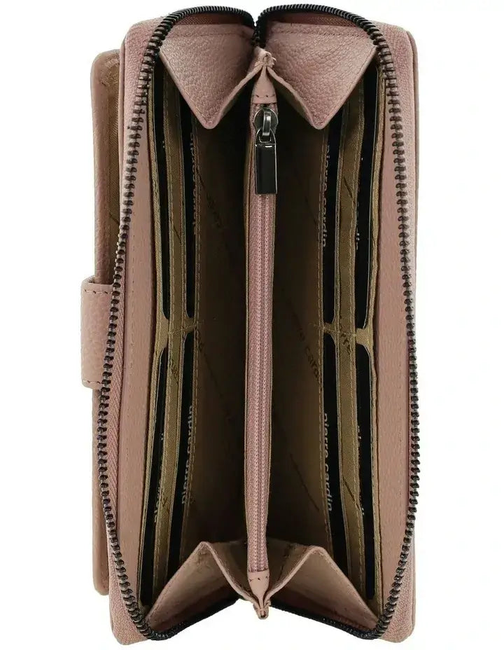 Load image into Gallery viewer, Pierre Cardin Womens Leather Zip Around Wallet RFID Italian Leather Wristlet in Pink-2
