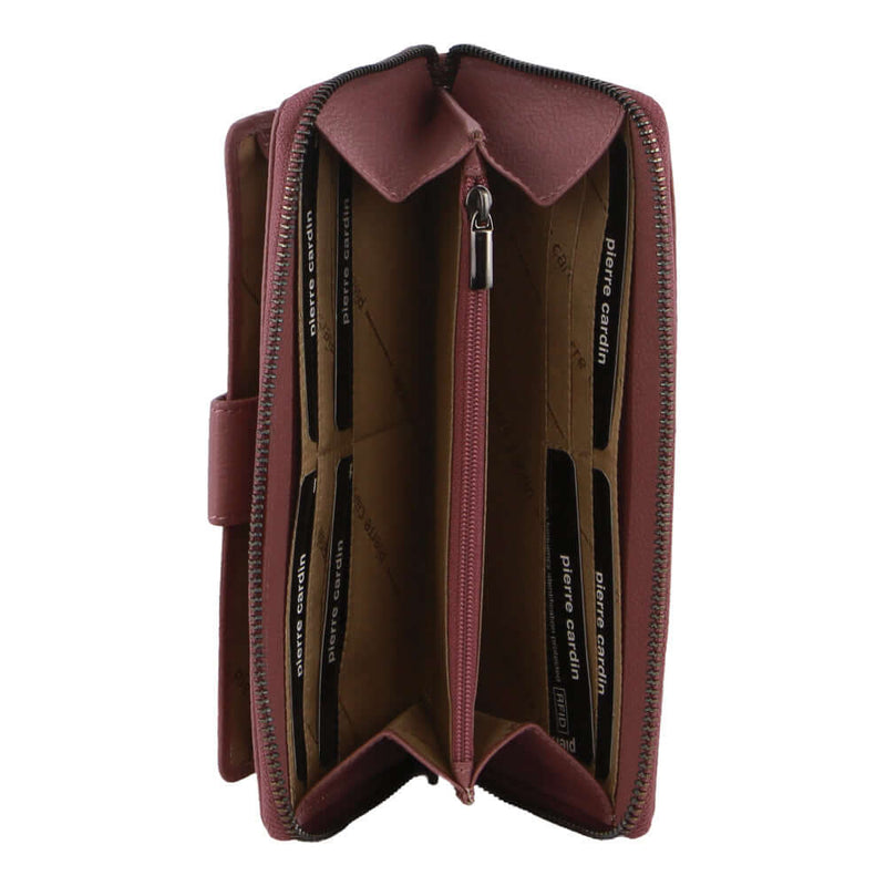 Load image into Gallery viewer, Pierre Cardin Womens Leather Zip Around Wallet RFID Blocking w/ Wristlet in Rose-2