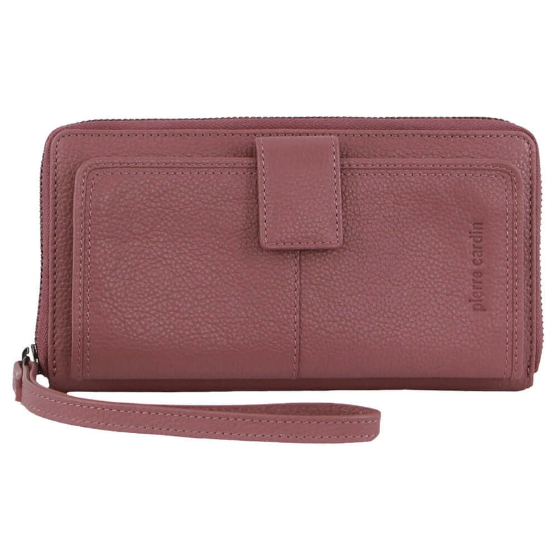 Load image into Gallery viewer, Pierre Cardin Womens Leather Zip Around Wallet RFID Blocking w/ Wristlet in Rose-1