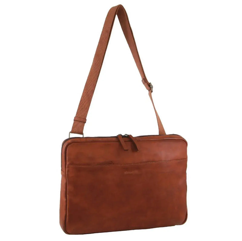 Load image into Gallery viewer, Pierre Cardin Mens Italian Leather Business Computer Laptop Bag in Cognac-0