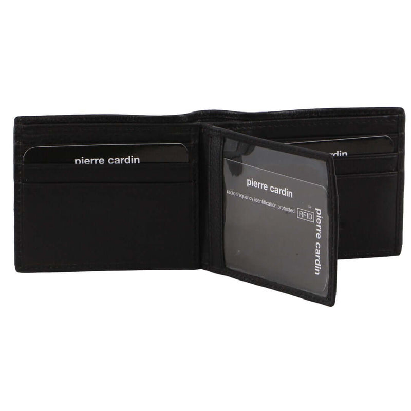 Load image into Gallery viewer, Pierre Cardin Mens Leather Bi-Fold Wallet w/ RFID Protection in Black-1