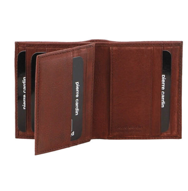 Load image into Gallery viewer, Pierre Cardin Mens Slim Bi-Fold Leather Wallet Rustic w/ RFID Protection in Brown-3