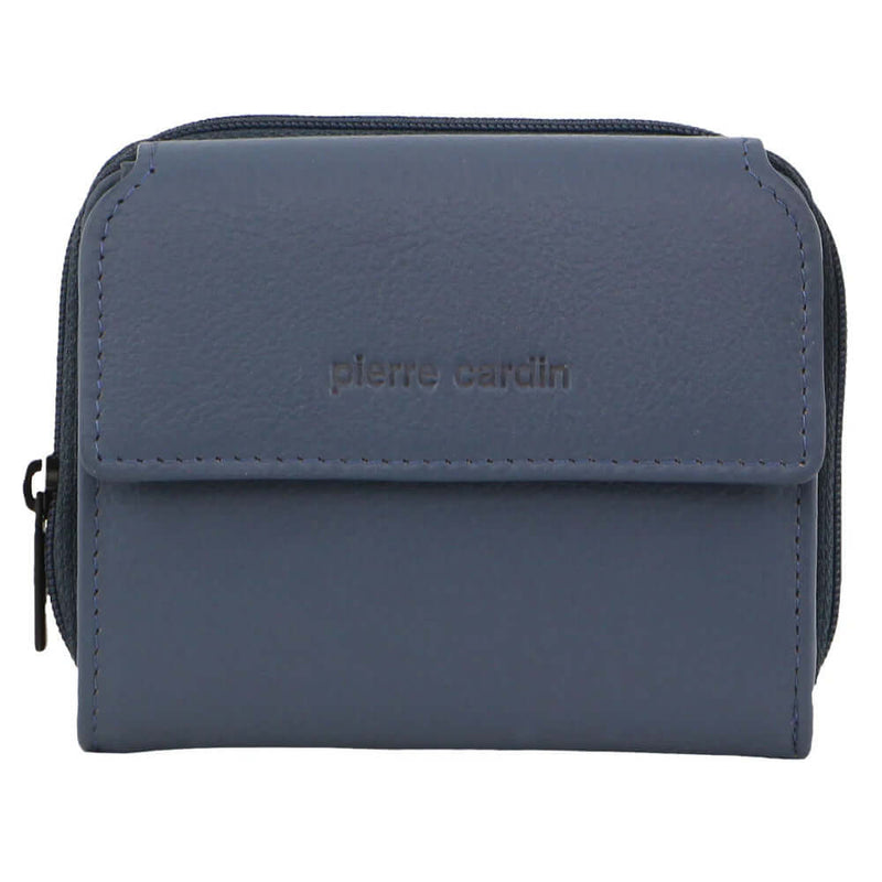 Load image into Gallery viewer, Pierre Cardin Leather Ladies Tri-Fold Tab Zip-Around Wallet - Teal-2