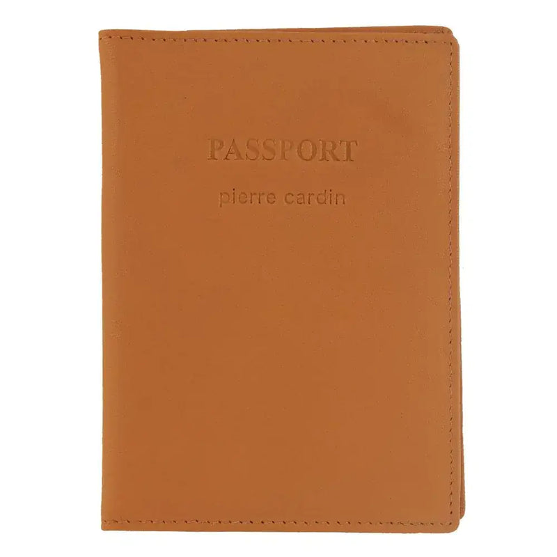 Load image into Gallery viewer, Pierre Cardin Leather Passport Travel Wallet Cover in Apricot Orange-0
