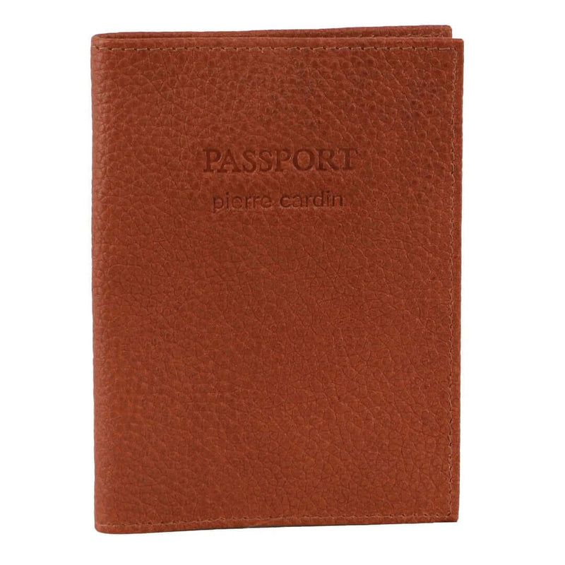 Load image into Gallery viewer, Pierre Cardin Slim Leather Passport Travel Wallet Holder RFID Case Cover - Cognac-1