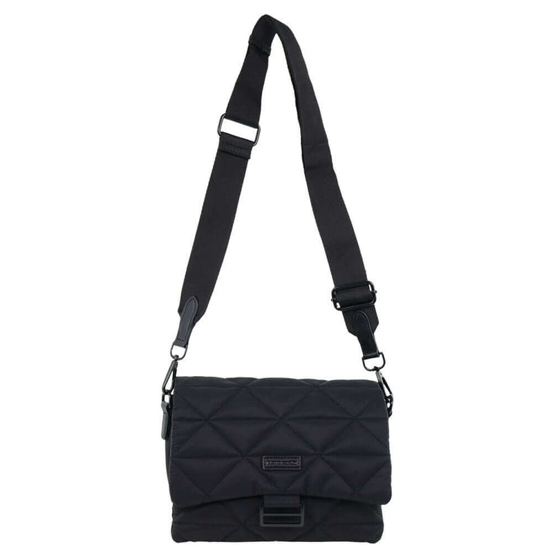 Load image into Gallery viewer, Pierre Cardin Ladies Nylon Quilted Textured Crossbody Bag in Black-4