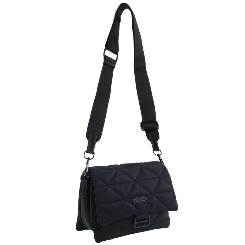 Load image into Gallery viewer, Pierre Cardin Ladies Nylon Quilted Textured Crossbody Bag in Black-0