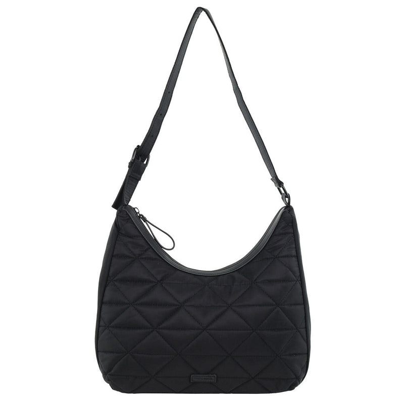 Load image into Gallery viewer, Pierre Cardin Womens Classic Nylon Geometric Quilted Shoulder Hobo Bag - Black-4
