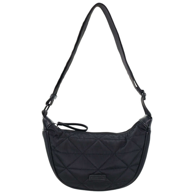 Load image into Gallery viewer, Pierre Cardin Ladies Nylon Crescent Quilted Crossbody Bag - Black-4