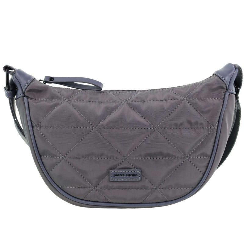 Load image into Gallery viewer, Pierre Cardin Ladies Nylon Crescent Quilted Crossbody Bag - Grey-4