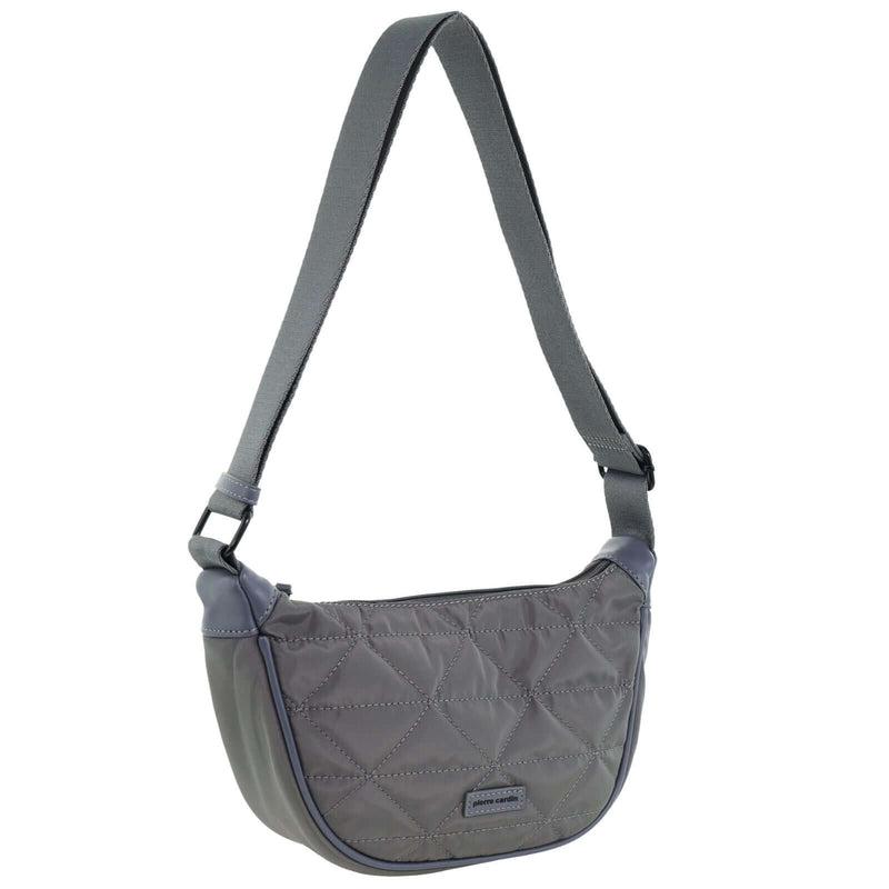 Load image into Gallery viewer, Pierre Cardin Ladies Nylon Crescent Quilted Crossbody Bag - Grey-1