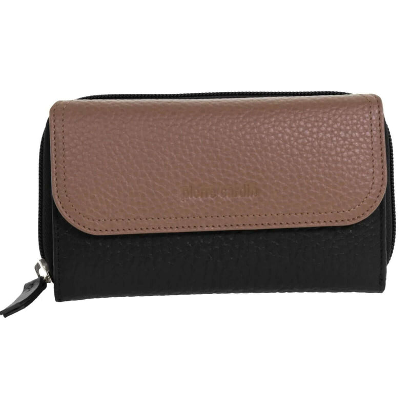 Load image into Gallery viewer, Pierre Cardin Ladies Tri-Fold Tab Wallet in Black/Taupe-1