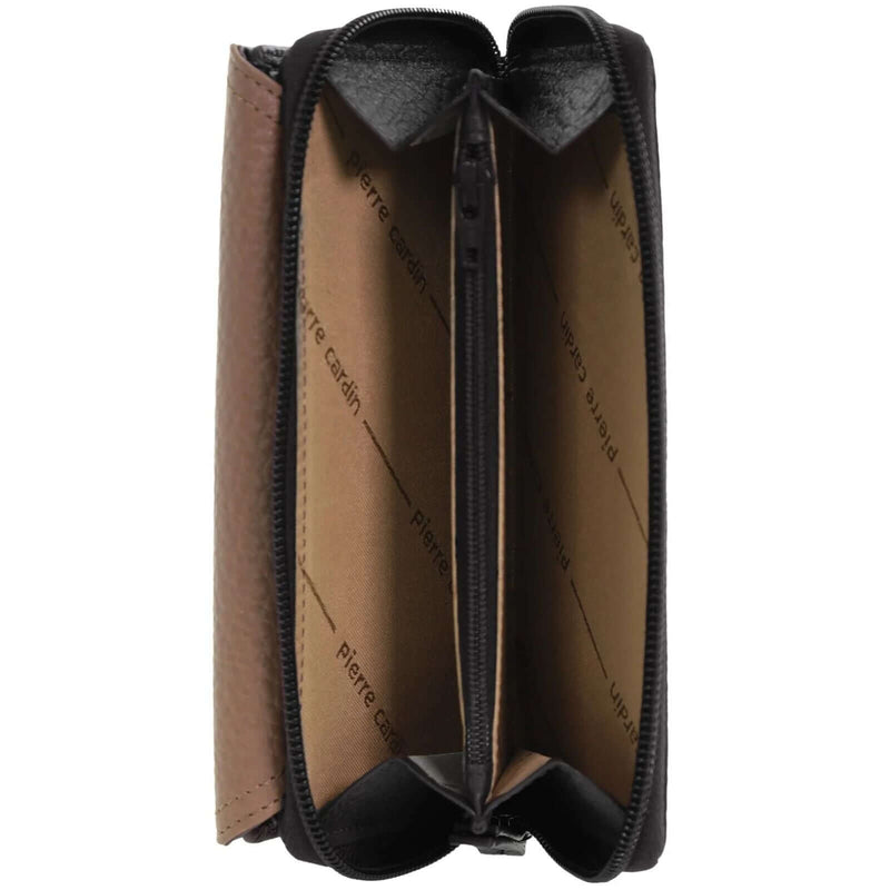 Load image into Gallery viewer, Pierre Cardin Ladies Tri-Fold Tab Wallet in Black/Taupe-3