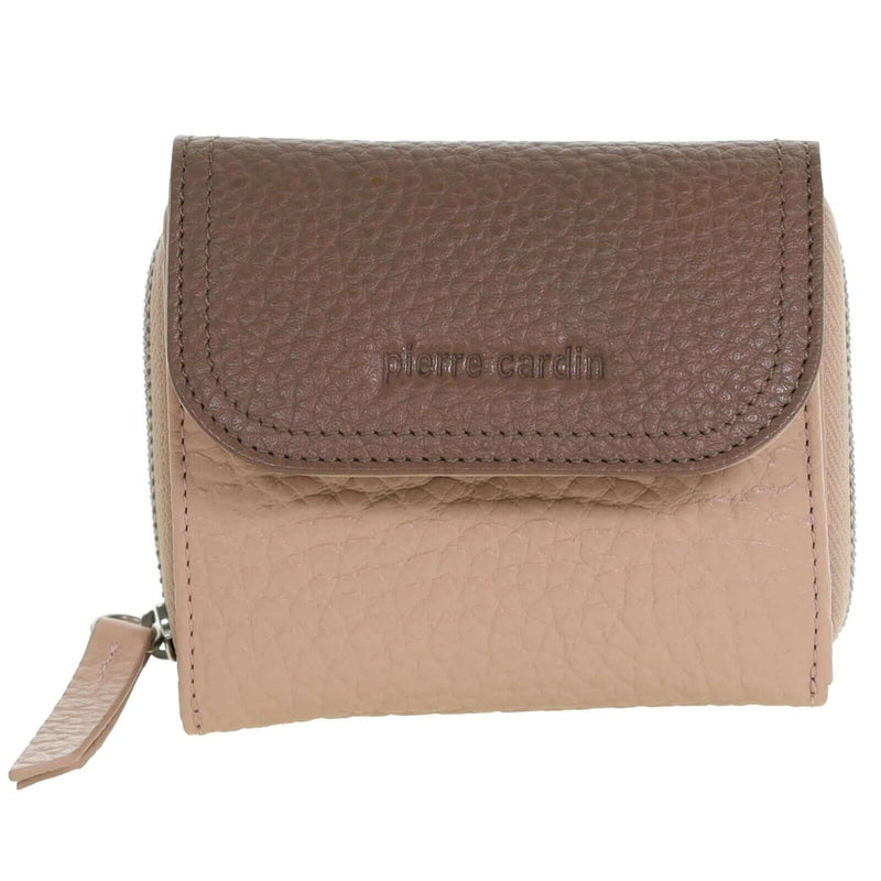 Load image into Gallery viewer, Pierre Cardin Ladies Leather Tri-Fold Tab Wallet in Blush/Taupe-1