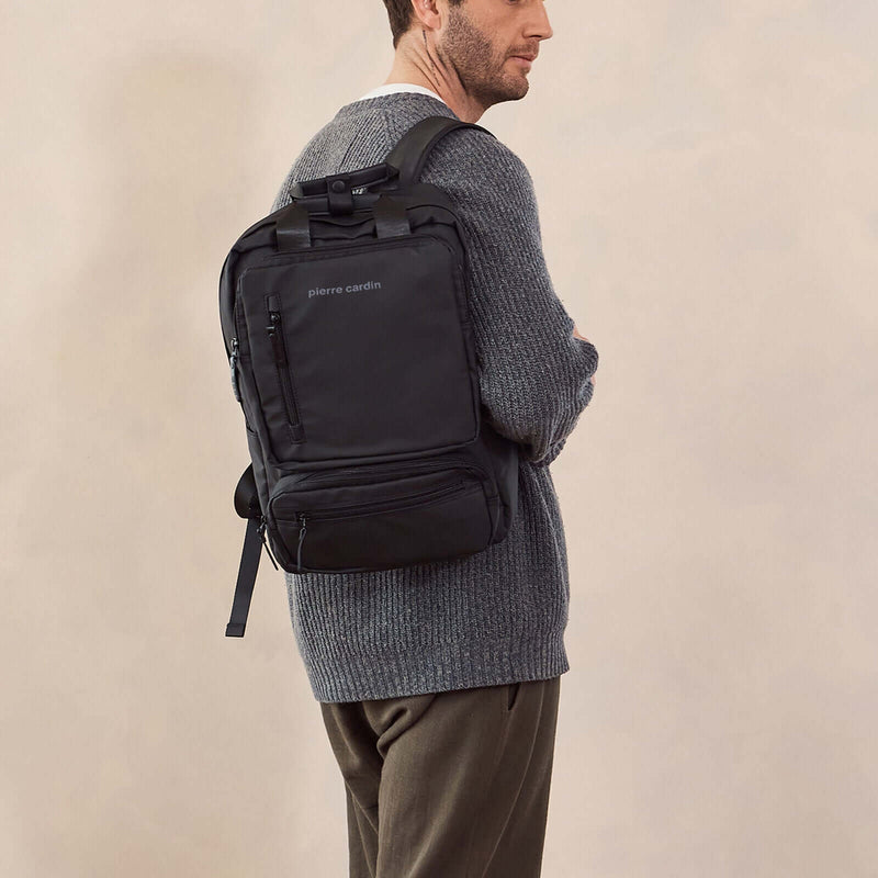 Load image into Gallery viewer, Pierre Cardin Mens Nylon Computer/Business Backpack Bag - Black-4