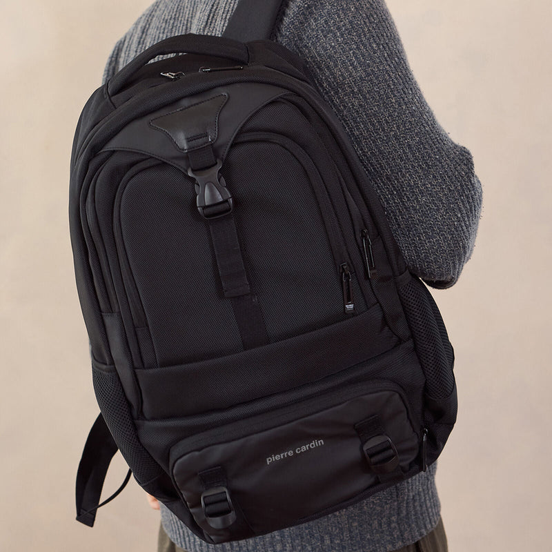 Load image into Gallery viewer, Pierre Cardin 32L Mens Nylon Computer/Business Backpack Bag - Black-4
