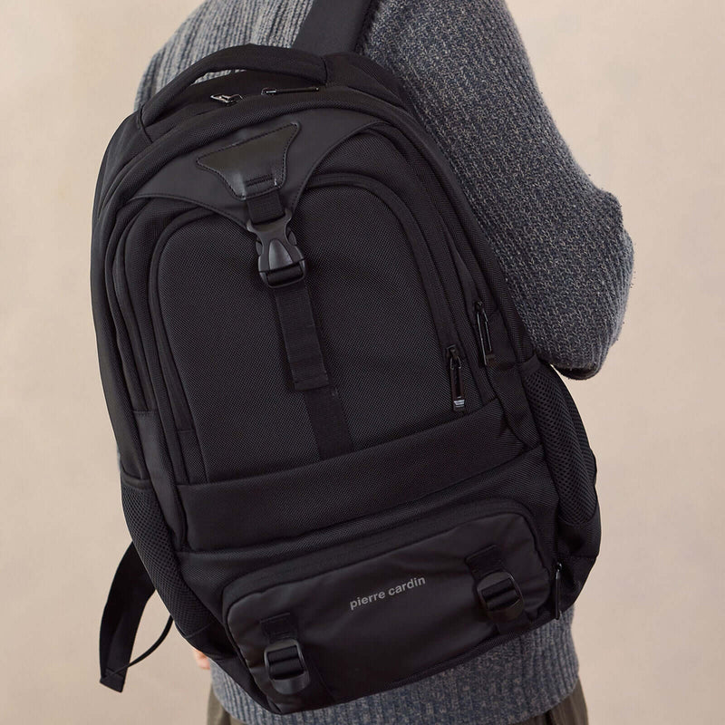 Load image into Gallery viewer, Pierre Cardin 32L Mens Nylon Computer/Business Backpack Bag - Black-4