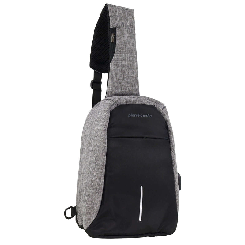 Load image into Gallery viewer, Pierre Cardin Mens Nylon Sling Bag - Grey/Black-1