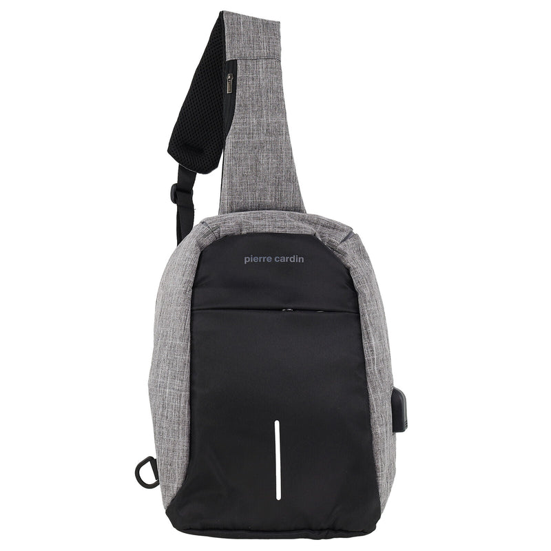 Load image into Gallery viewer, Pierre Cardin Mens Nylon Sling Bag - Grey/Black-2