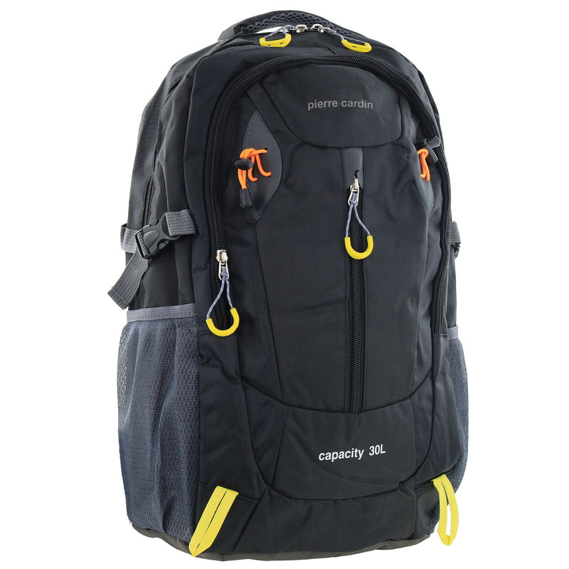 Load image into Gallery viewer, Pierre Cardin Mens 30L Nylon Adventure Travel Hiking Backpack Bag in Black-1