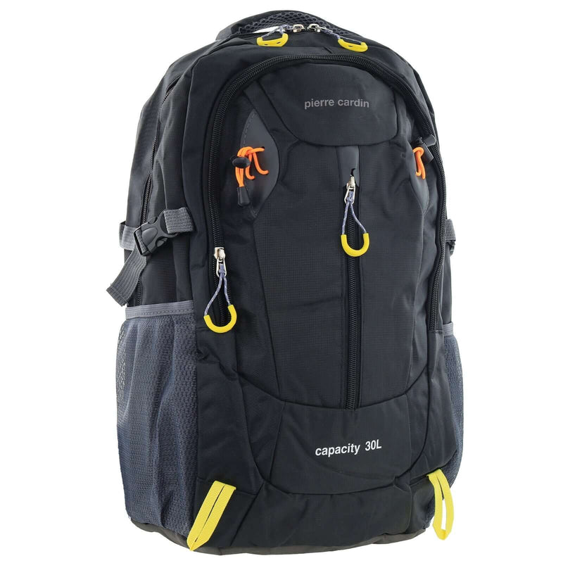 Load image into Gallery viewer, Pierre Cardin Mens 30L Nylon Adventure Travel Hiking Backpack Bag in Black-0