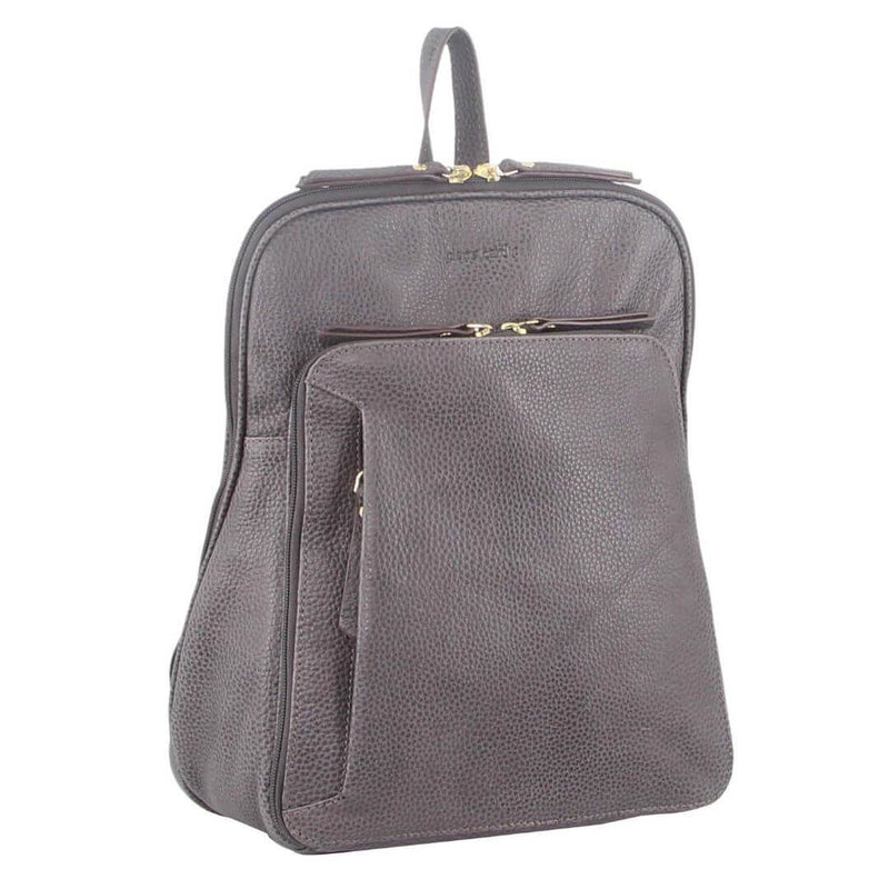 Load image into Gallery viewer, Pierre Cardin Womens Leather Backpack Bag with Pocket Front Multi-Zip - Slate-1