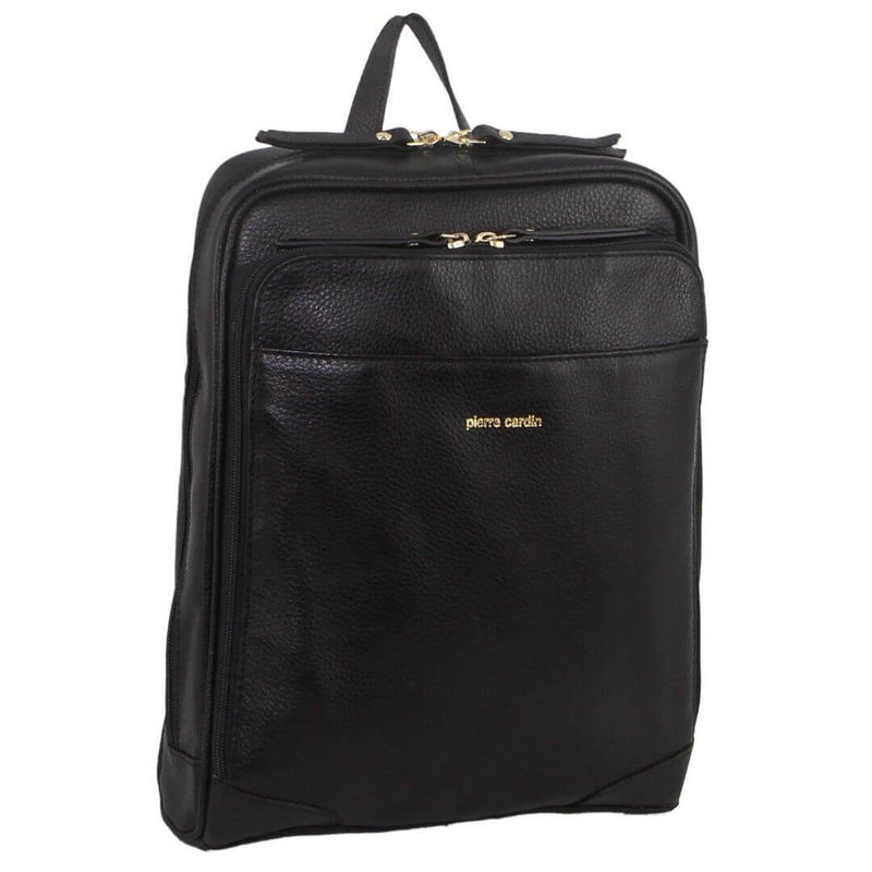 Load image into Gallery viewer, Pierre Cardin Rustic Womens Leather Backpack Bag Handbag Back Pack Travel - Black-0