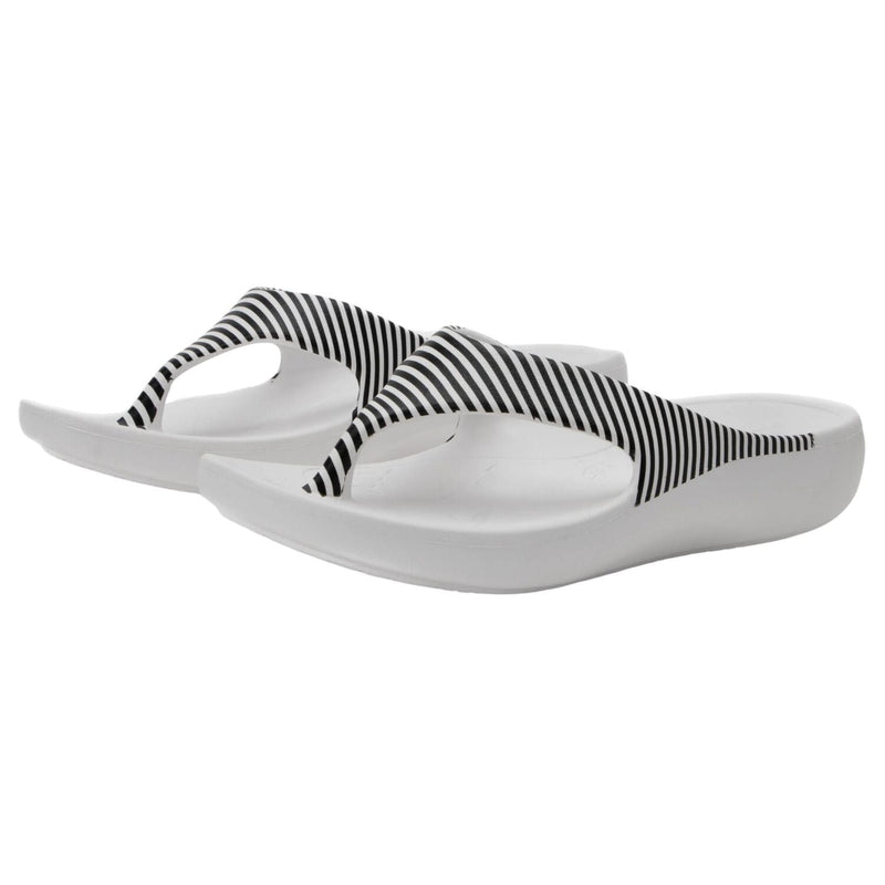 Load image into Gallery viewer, Alegria Ode Womens Sandals RecoverMe Arch Support Thong in Black & White Stripes-0