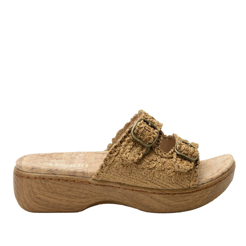 Load image into Gallery viewer, Alegria Oona Womens Slide Sandals Raffia Adjustable Comfort Non Slip 1.75" Heel in Natural-3
