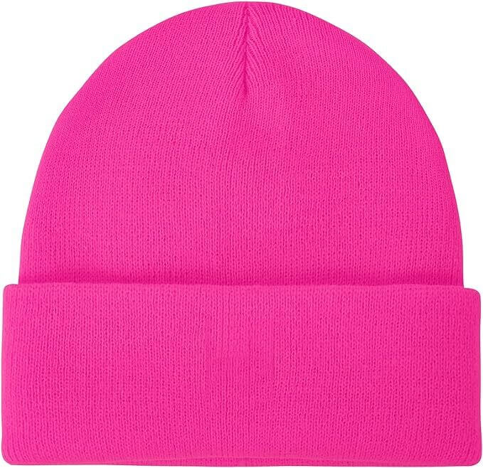 Load image into Gallery viewer, PLAIN BEANIE Unisex Mens Womens Winter Warm Hat Ski Cap Knit One Size - Fluro Pink-0
