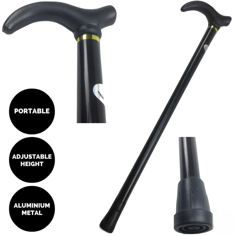 Load image into Gallery viewer, Metal WALKING STICK Travel Extendable Pole Compact Adjustable Lightweight - Black-1