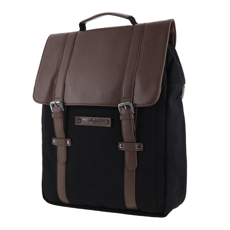Load image into Gallery viewer, POLICE Messenger Backpack Bag with Laptop Computer Sleeve in Black-1