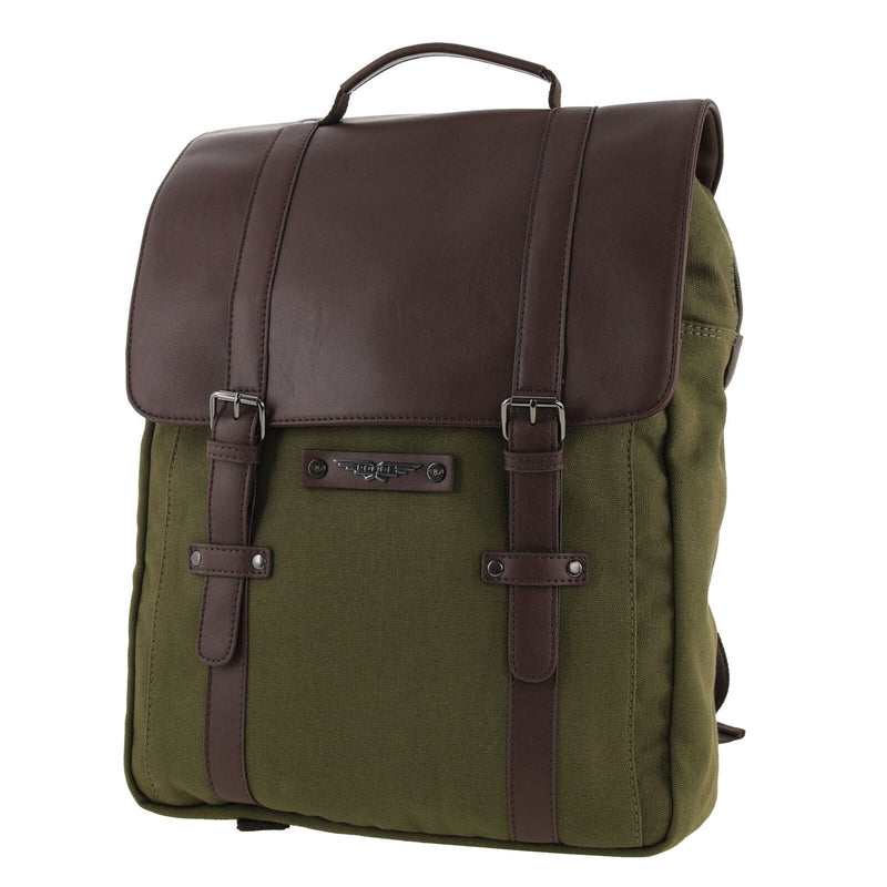 Load image into Gallery viewer, POLICE Messenger Backpack Bag with Laptop Computer Sleeve in Dark Olive-0
