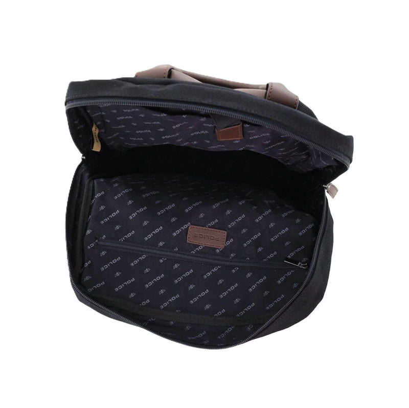 Load image into Gallery viewer, POLICE Wings Mens Canvas Backpack Bag with Laptop Computer Sleeve in Black-2