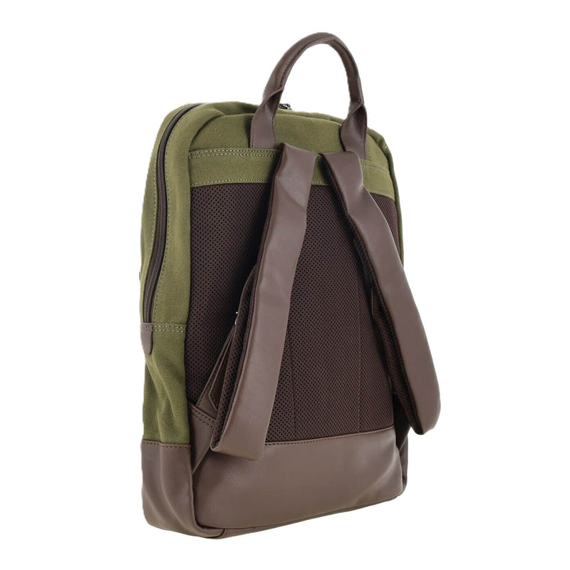 Load image into Gallery viewer, POLICE Wings Mens Canvas Backpack Bag with Laptop Computer Sleeve in Dark Olive-3