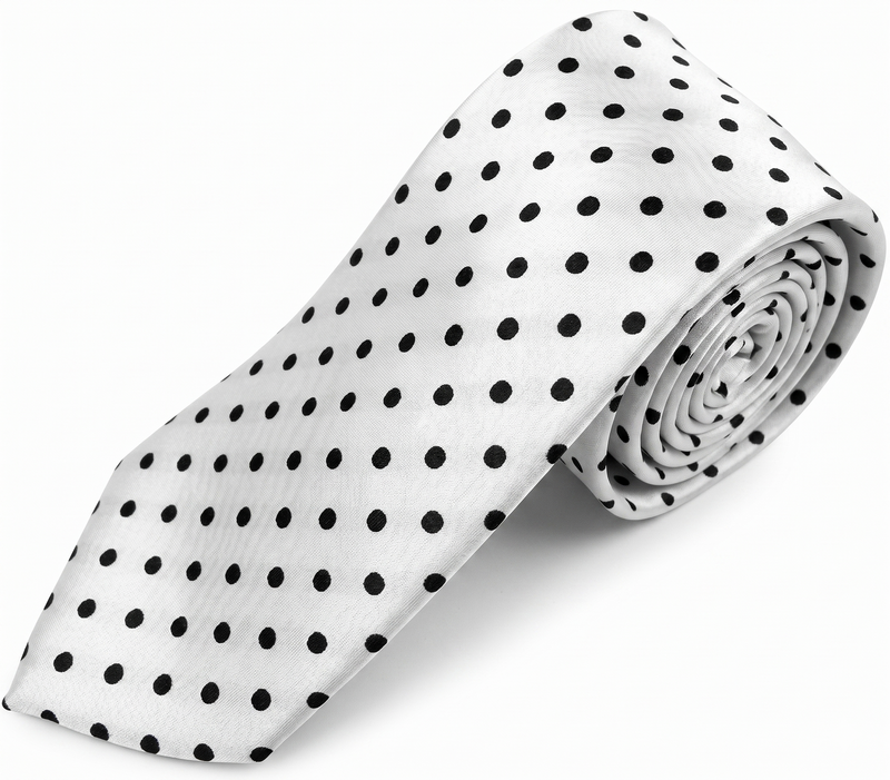 Load image into Gallery viewer, Formalaties Polka Dot 8cm Mens Satin Tie in Silver/Black-1