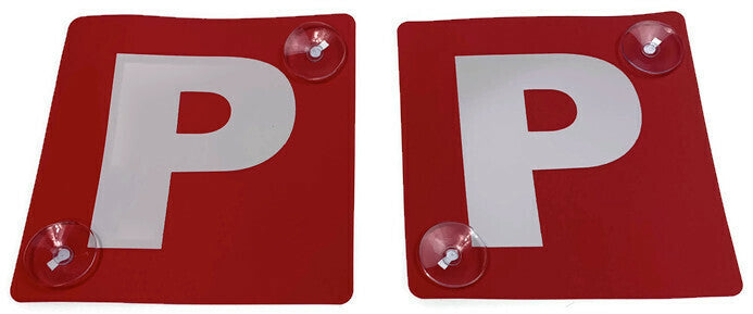 Load image into Gallery viewer, 2x RED P PLATES Suction Probationary Car Window Signs for VIC/WA (Victoria & Western Australia)-3