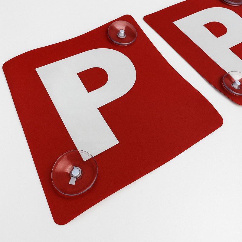 Load image into Gallery viewer, 2x RED P PLATES Suction Probationary Car Window Signs for VIC/WA (Victoria & Western Australia)-2