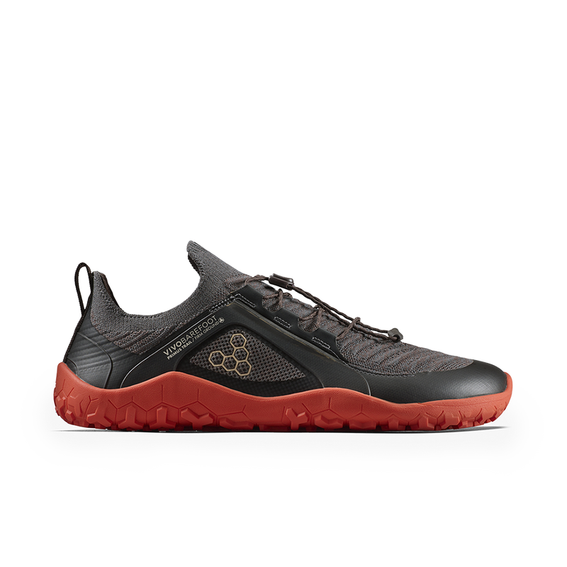 Load image into Gallery viewer, Vivobarefoot Primus Trail Knit FG Mens Obsidian/Cherry Tomato-0
