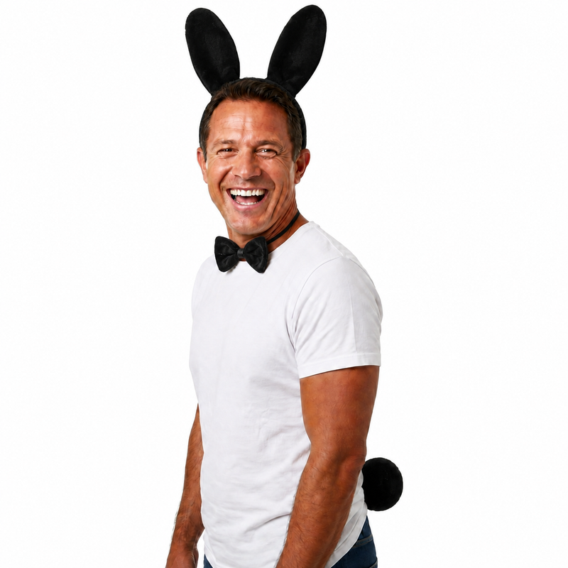 Load image into Gallery viewer, 3 Piece Black Rabbit Set Animal Costume Dress Up Party Bow Tie Tail Ears Book Week-0